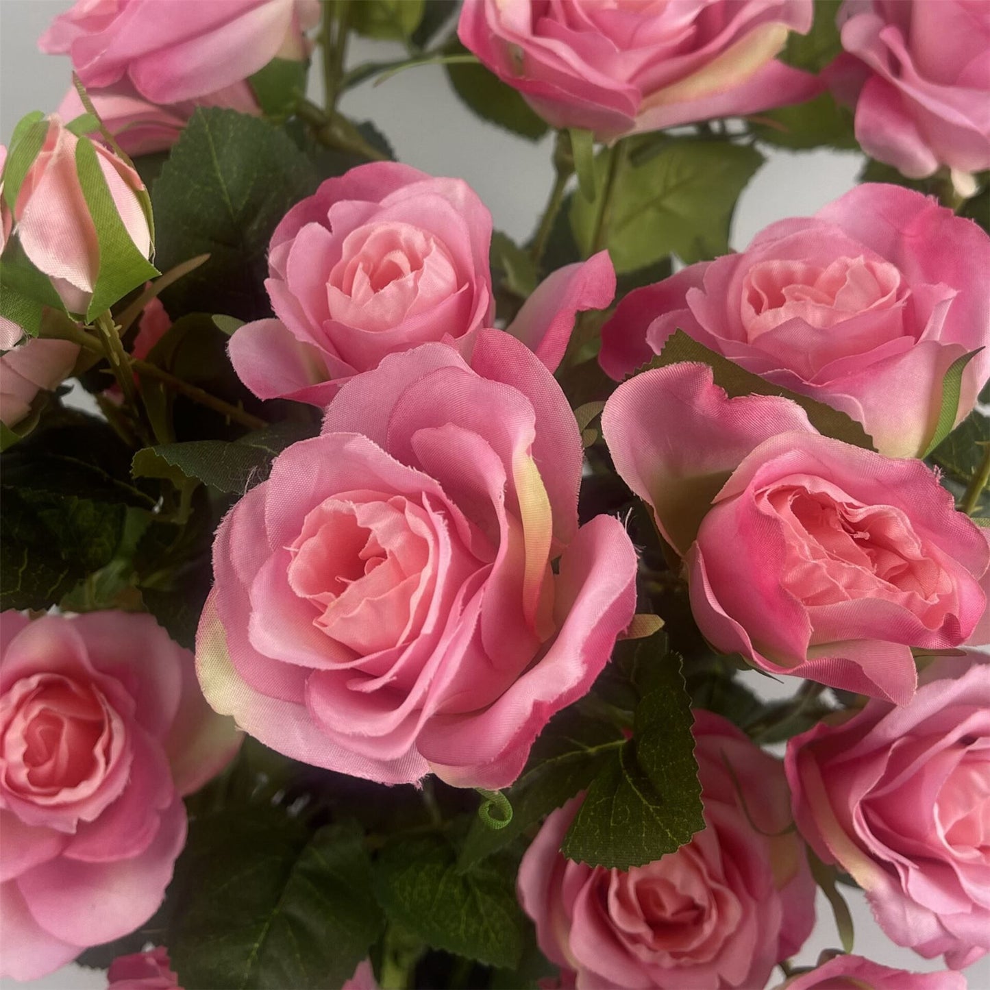 60cm Medium Artificial Rose Bush with Pink Silk Flowers – Premium Faux Rose Plant