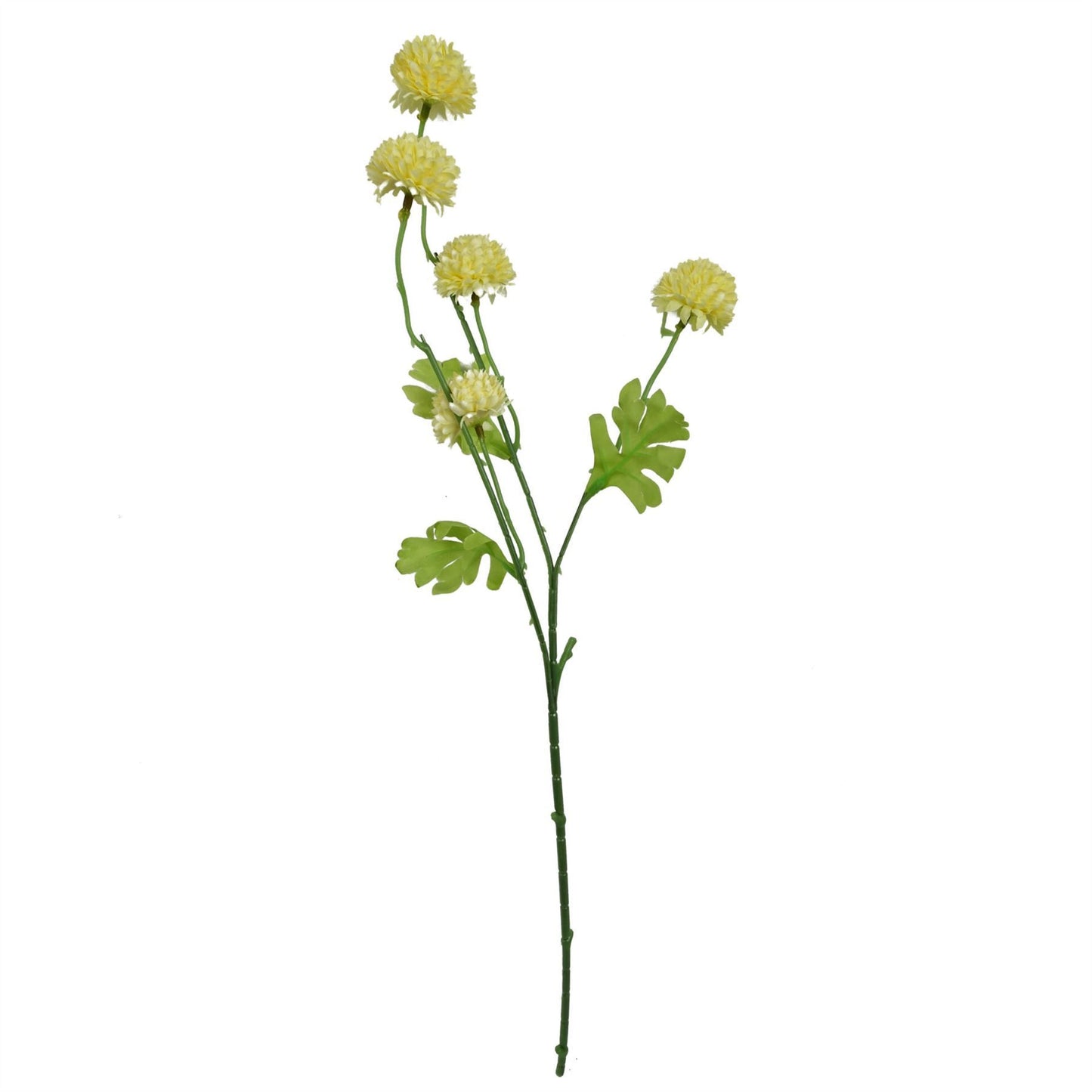 6 x 50cm Small Artificial Yellow Dahlia Pompom Stems – Faux Dahlia Flowers