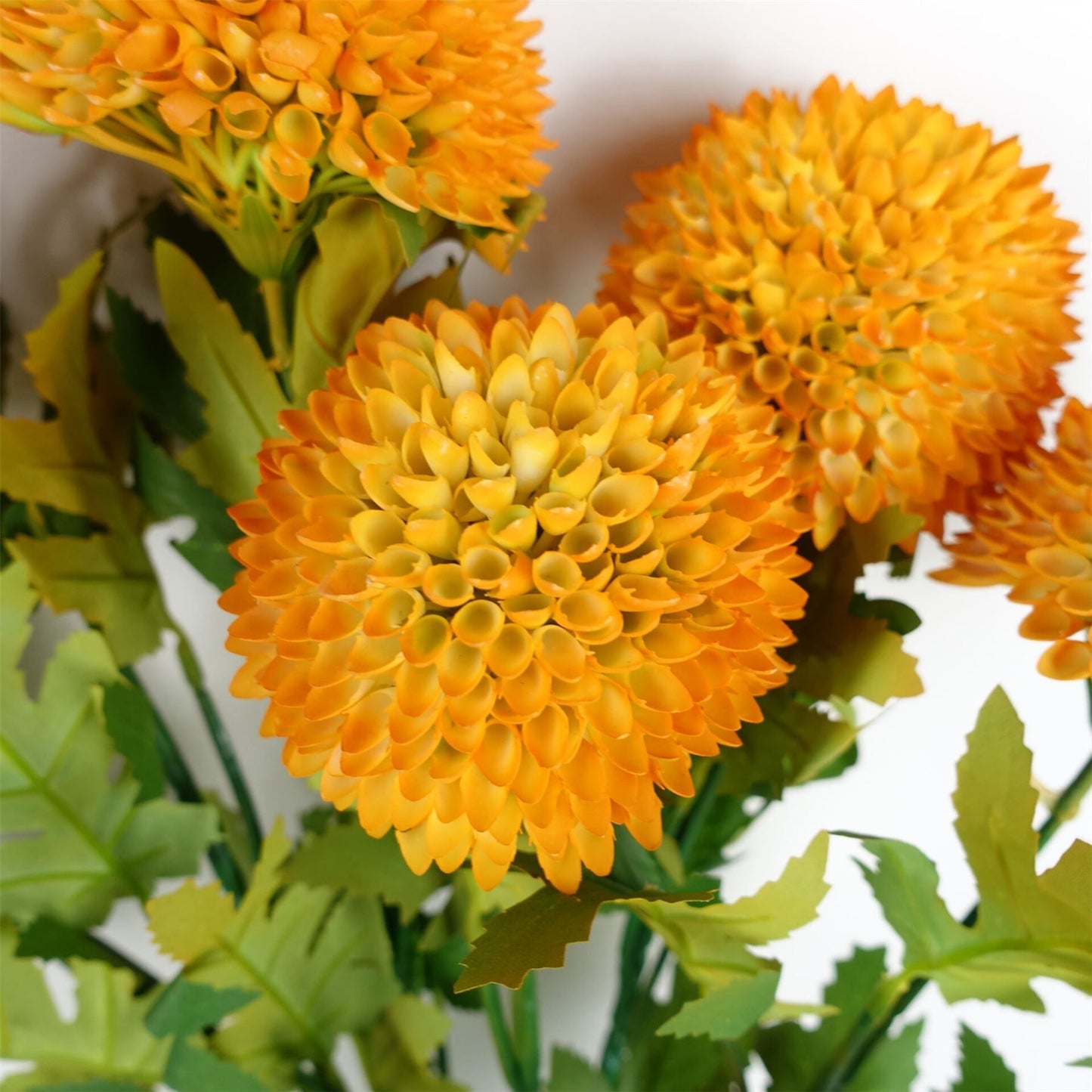 6 x 70cm Medium Artificial Yellow Ball Dahlia Flowers – Faux Dahlia Stems