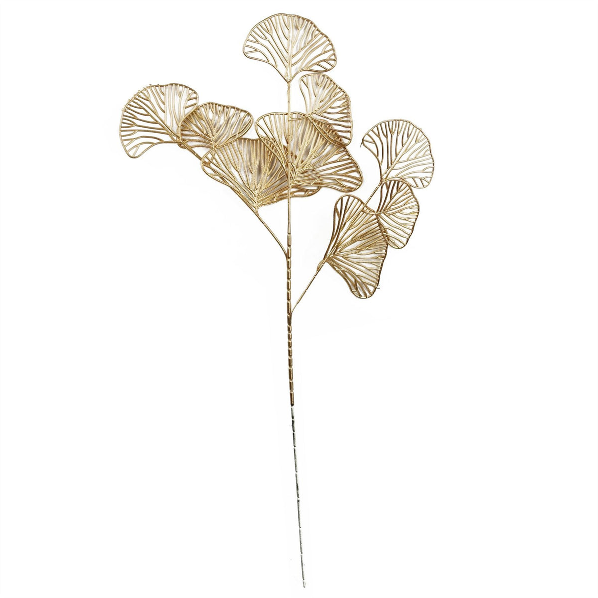 65cm Medium Artificial Gold Leaves Flower Arrangement – Realistic Faux Foliage Stem
