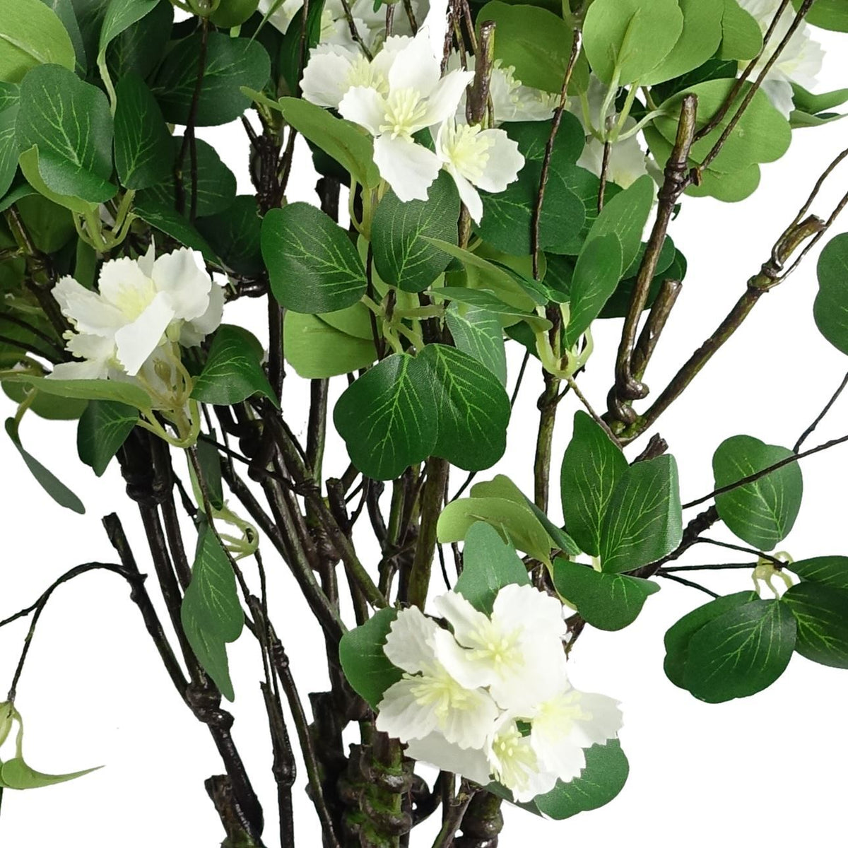 6 x 60cm Medium Artificial White Flowers & Foliage – Realistic Faux Flower Spray