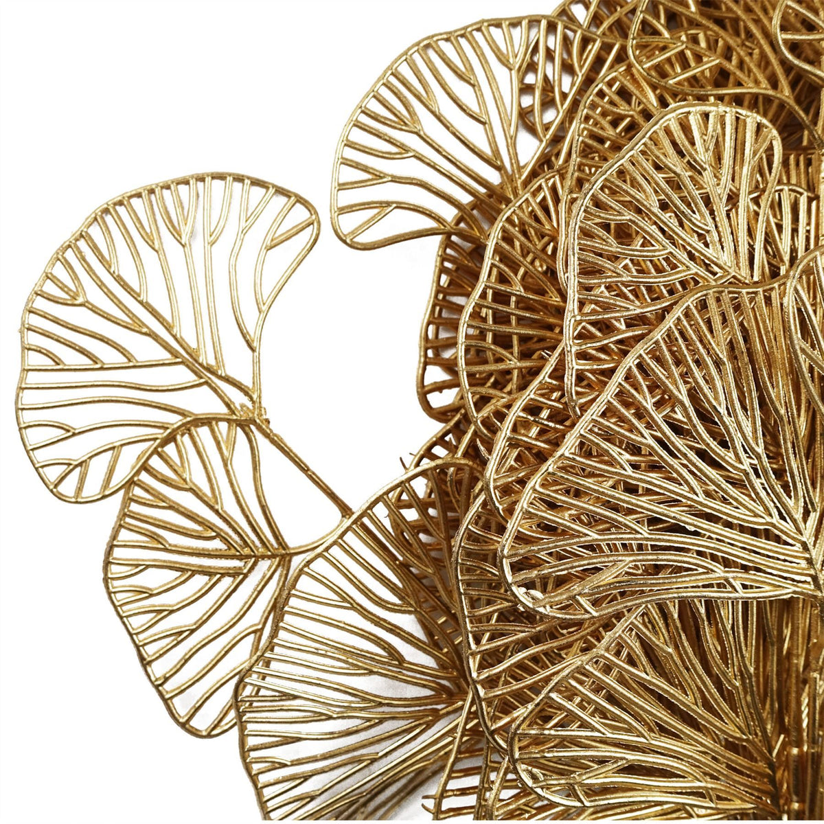 6 x 65cm Medium Artificial Gold Leaves Flower Arrangement – Realistic Faux Foliage Stems