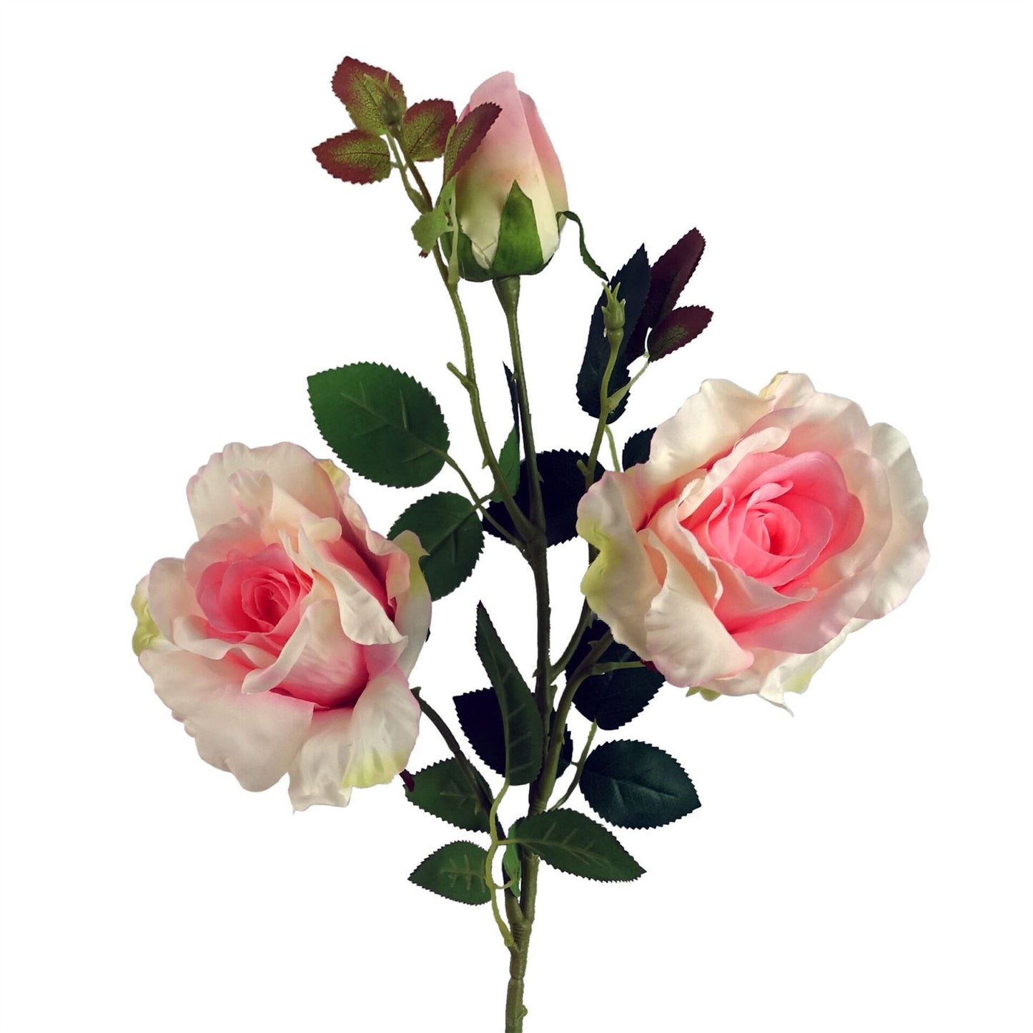 6 x 80cm Medium Artificial Pink Rose Stems – Faux Pink Roses for Vases & Arrangements