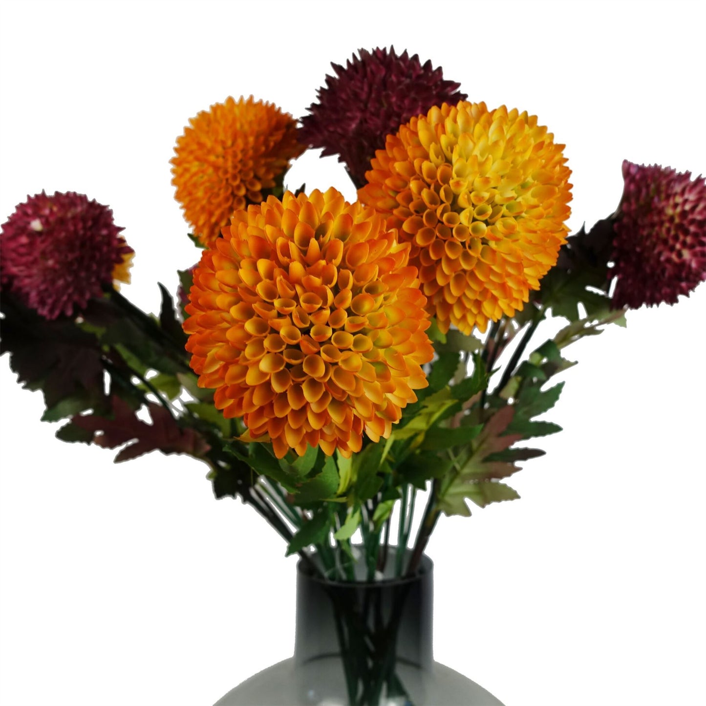 6 x 70cm Medium Artificial Pink Ball Dahlia Flowers – Faux Dahlia Stems