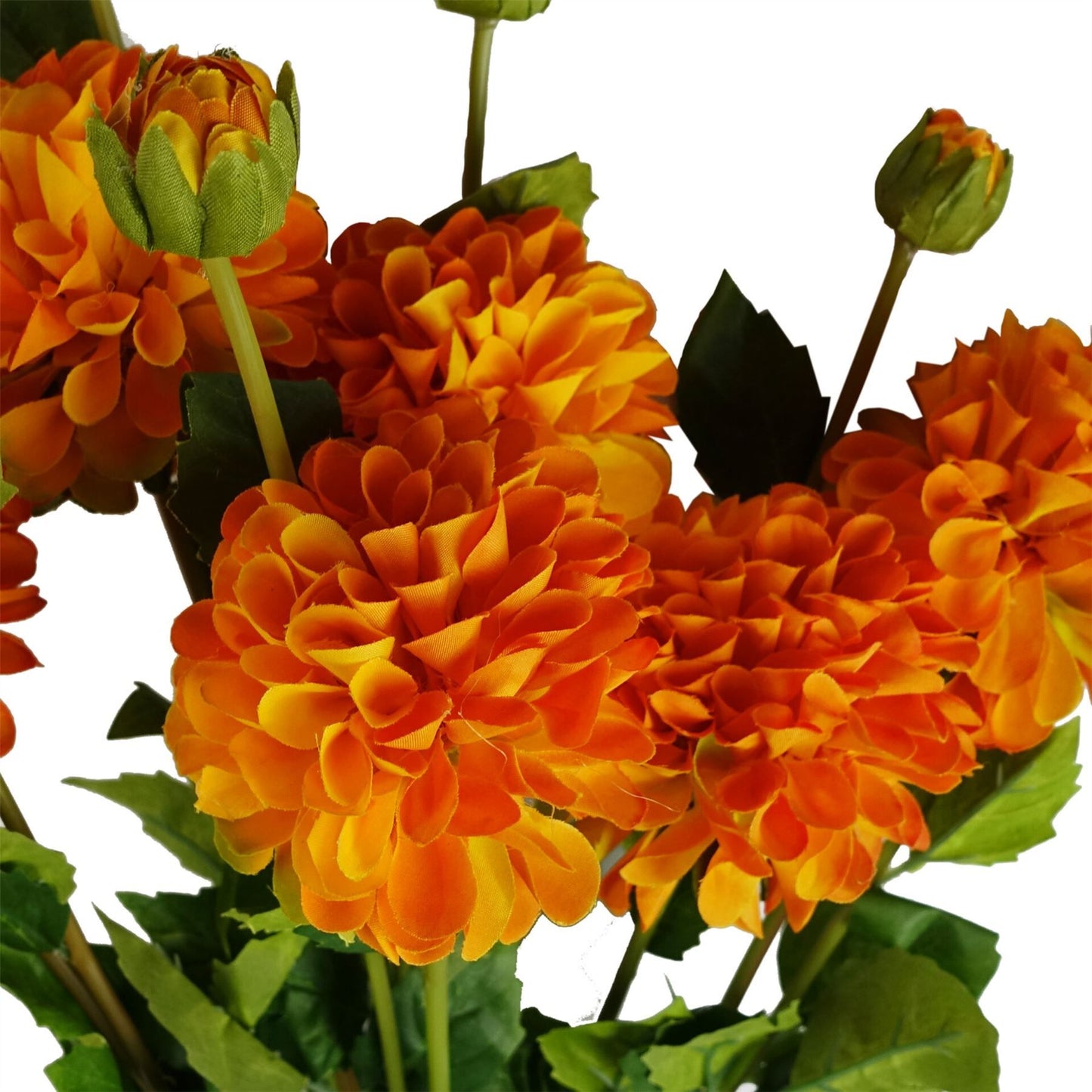 75cm Medium Artificial Orange Dahlia Pompom Flower – Faux Dahlia Stem