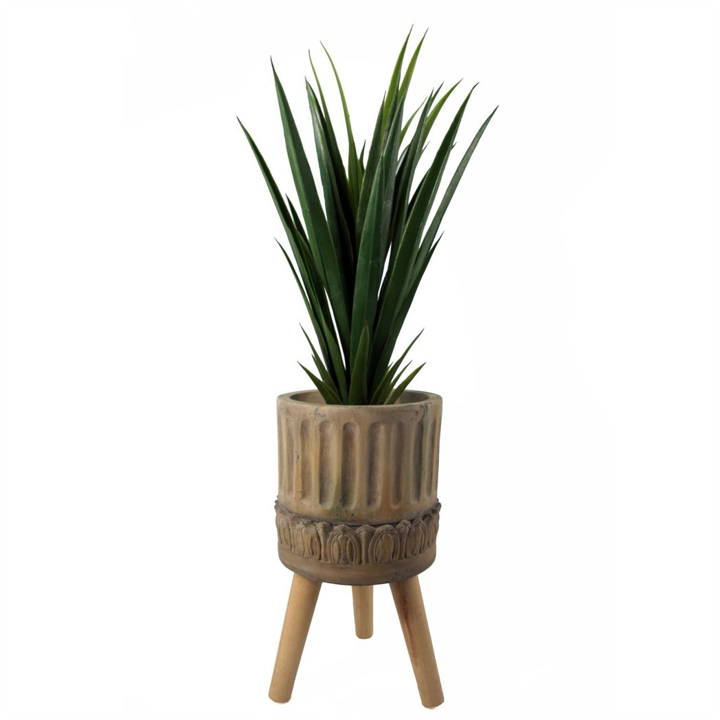 40cm x 21.5cm Large Zandi Roman Composite Planter - Indoor Plant Stand with Wooden Legs