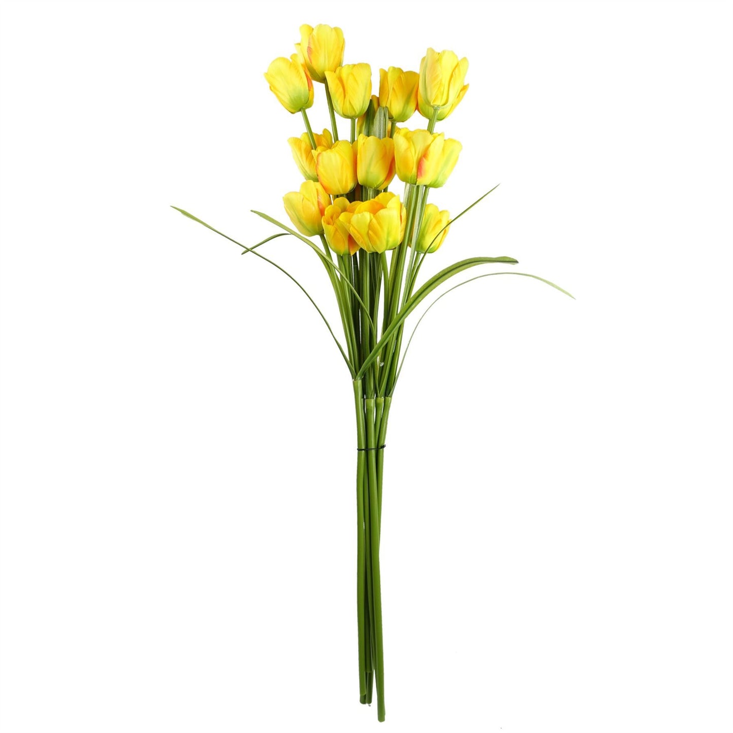 6 x 80cm Artificial Yellow Tulip Stems – Faux Realistic Tulip Flower Set