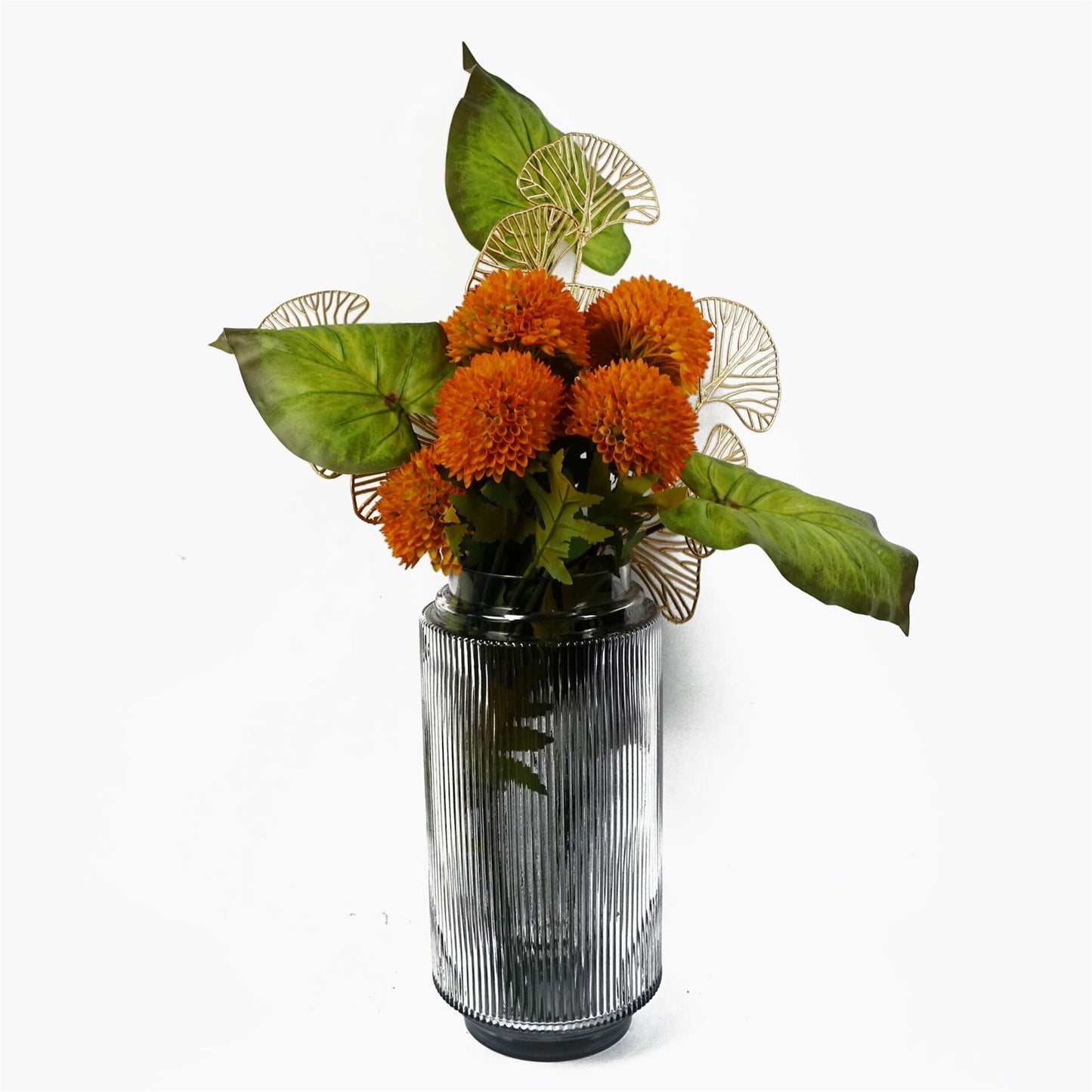 6 x 70cm Medium Artificial Yellow Ball Dahlia Flowers – Faux Dahlia Stems