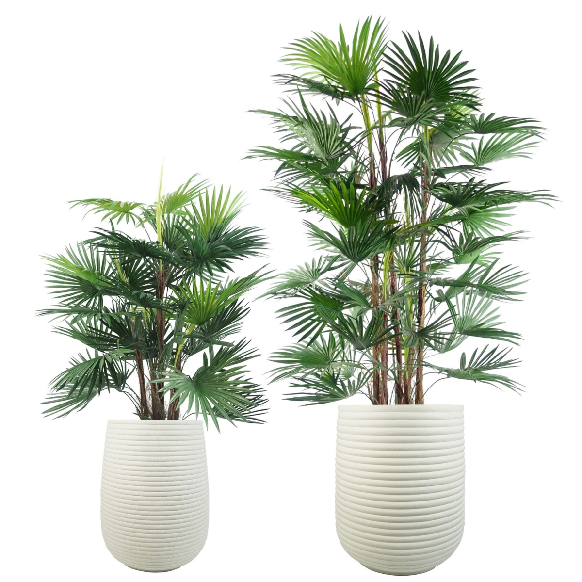 41cm x 30cm Large Mikos Ridged Composite Planter – Stone Effect Indoor Planter