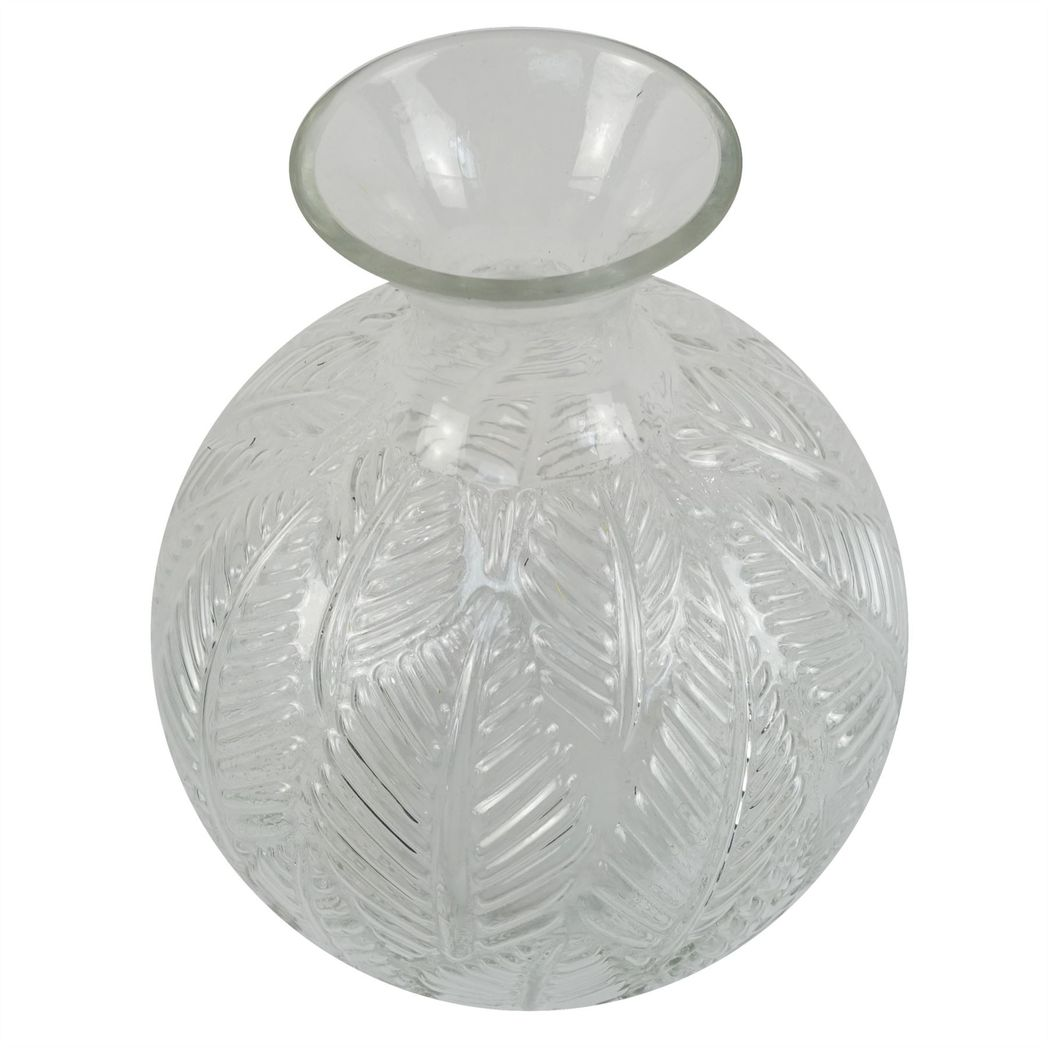 26cm Medium Clear Fern Print Glass Bottle Vase – Elegant Bud & Round Vase for Flowers