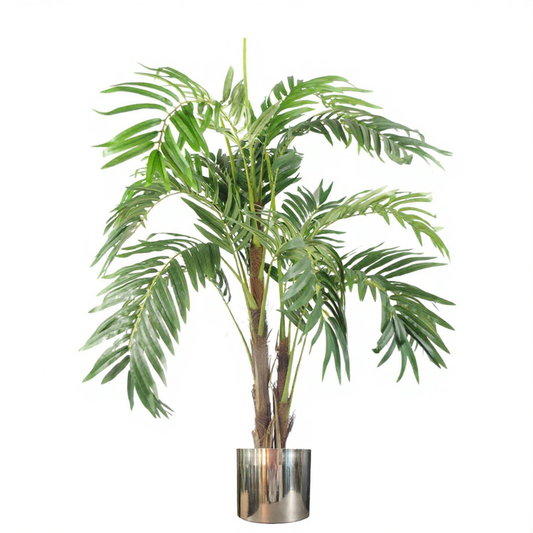 120cm Medium Artificial Palm Tree in Silver Planter – Realistic Indoor Tropical Plant
