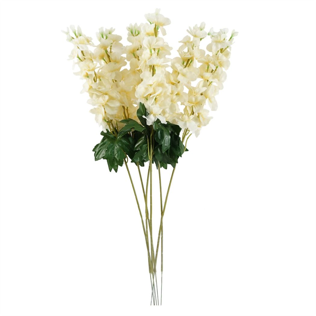6 x 75cm Medium Cream Artificial Delphinium Stems – Silk Flower Set