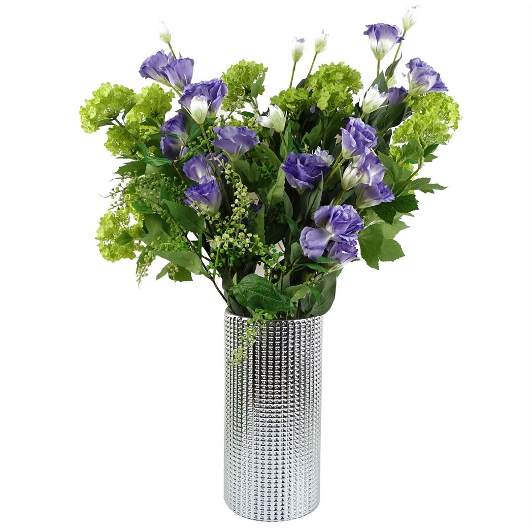 30cm Medium Silver Dot Glass Vase – Modern Embossed Decorative Vase