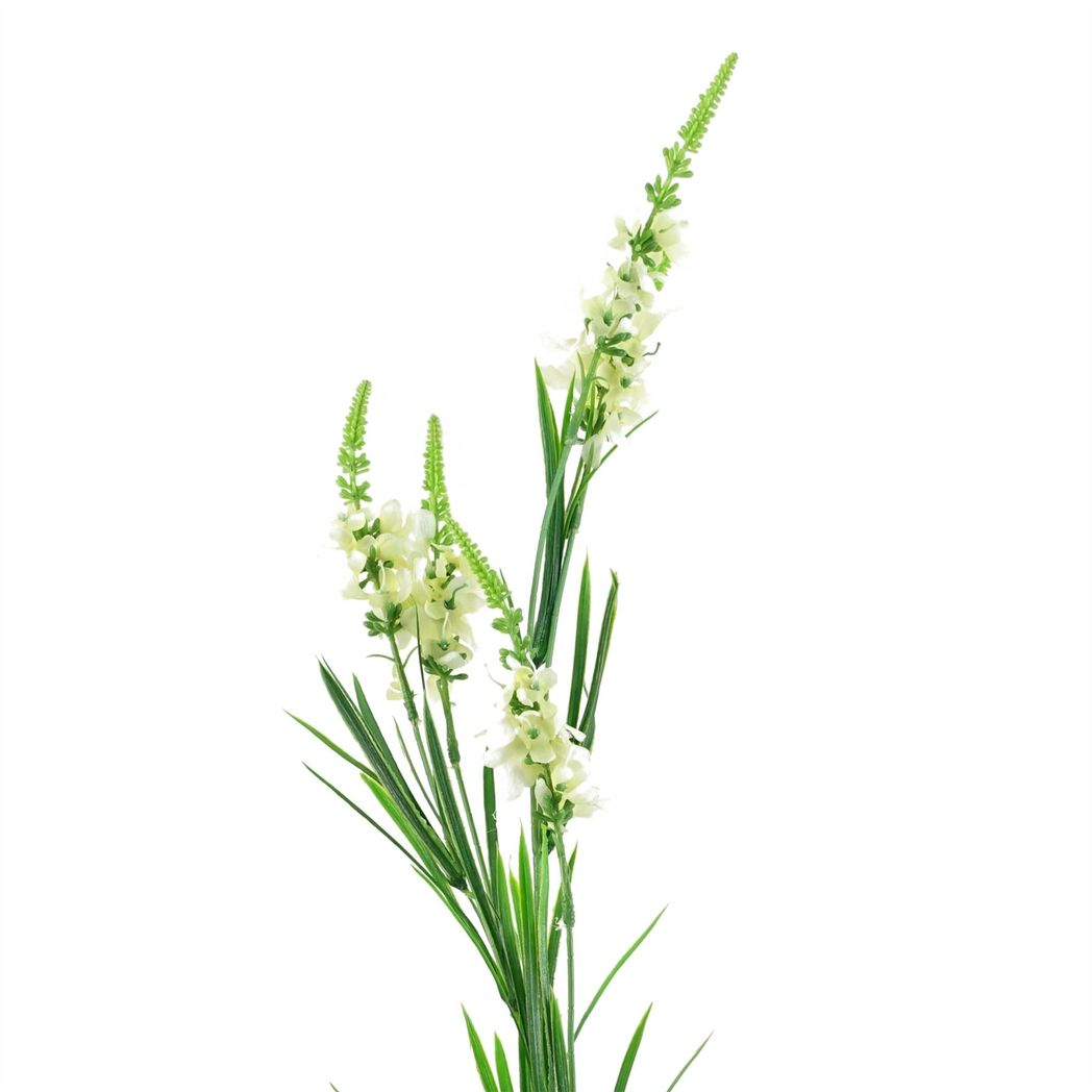 6 x 80cm Medium White Artificial Larkspur Stems – Silk Flower Set