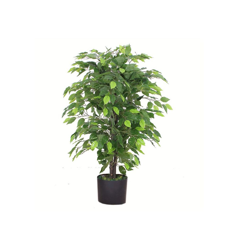 90cm Small Artificial Ficus Tree – Large Bushy Shape with Silver Planter