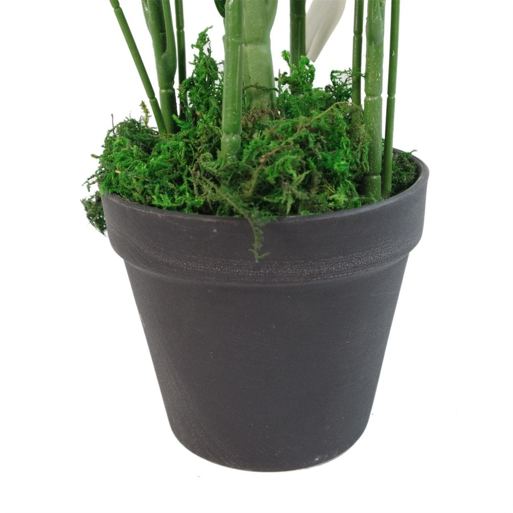 65cm Medium Large-Leaf Artificial Bamboo Plant – Realistic Faux Bamboo in Silver Planter