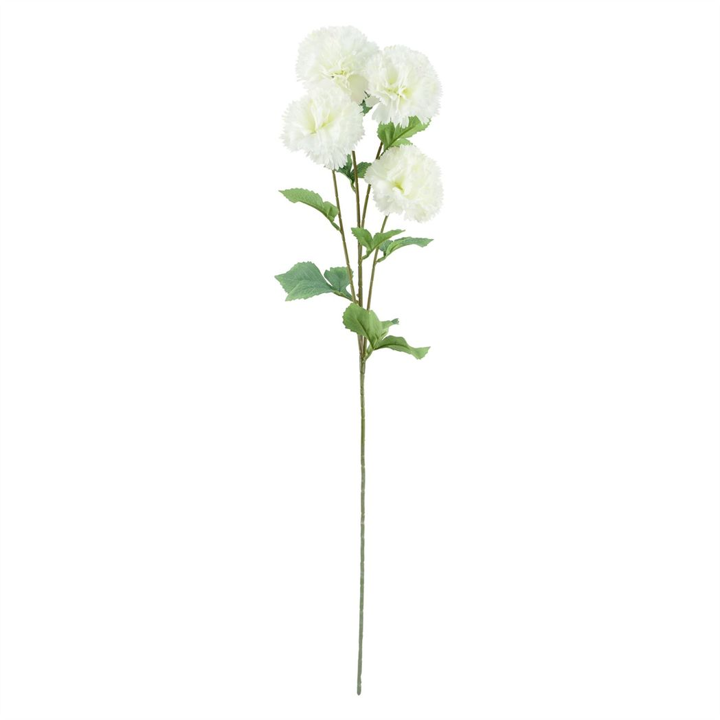 6 x 70cm Medium White Artificial Carnation Stems – Silk Flower Set