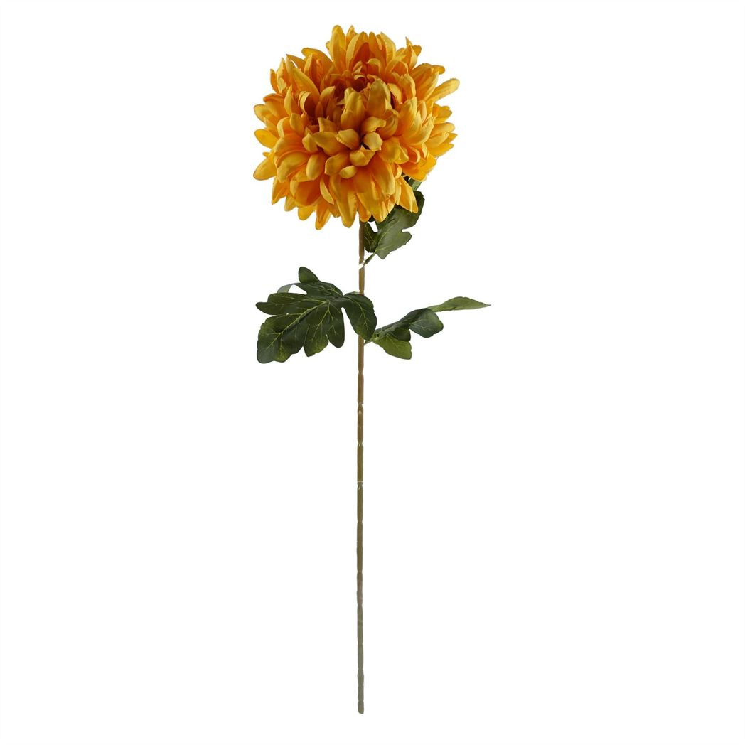 6 x 75cm Medium Artificial Gold Chrysanthemum Stems – Realistic Reflex Flower Set