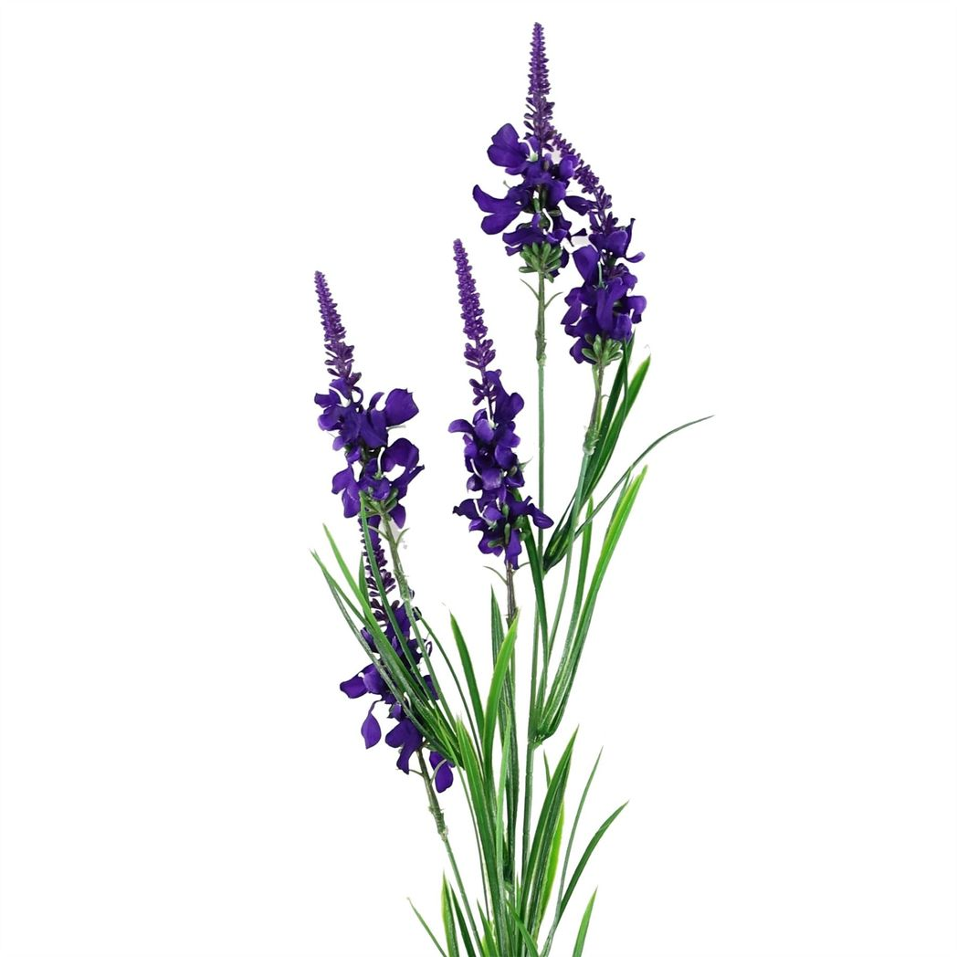 6 x 80cm Medium Purple Artificial Larkspur Stems – Silk Flower Set