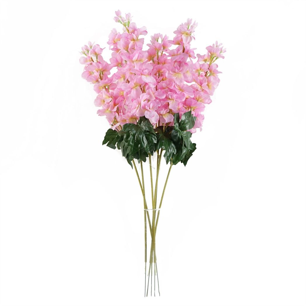 6 x 75cm Medium Light Pink Artificial Delphinium Stems – Silk Flower Set
