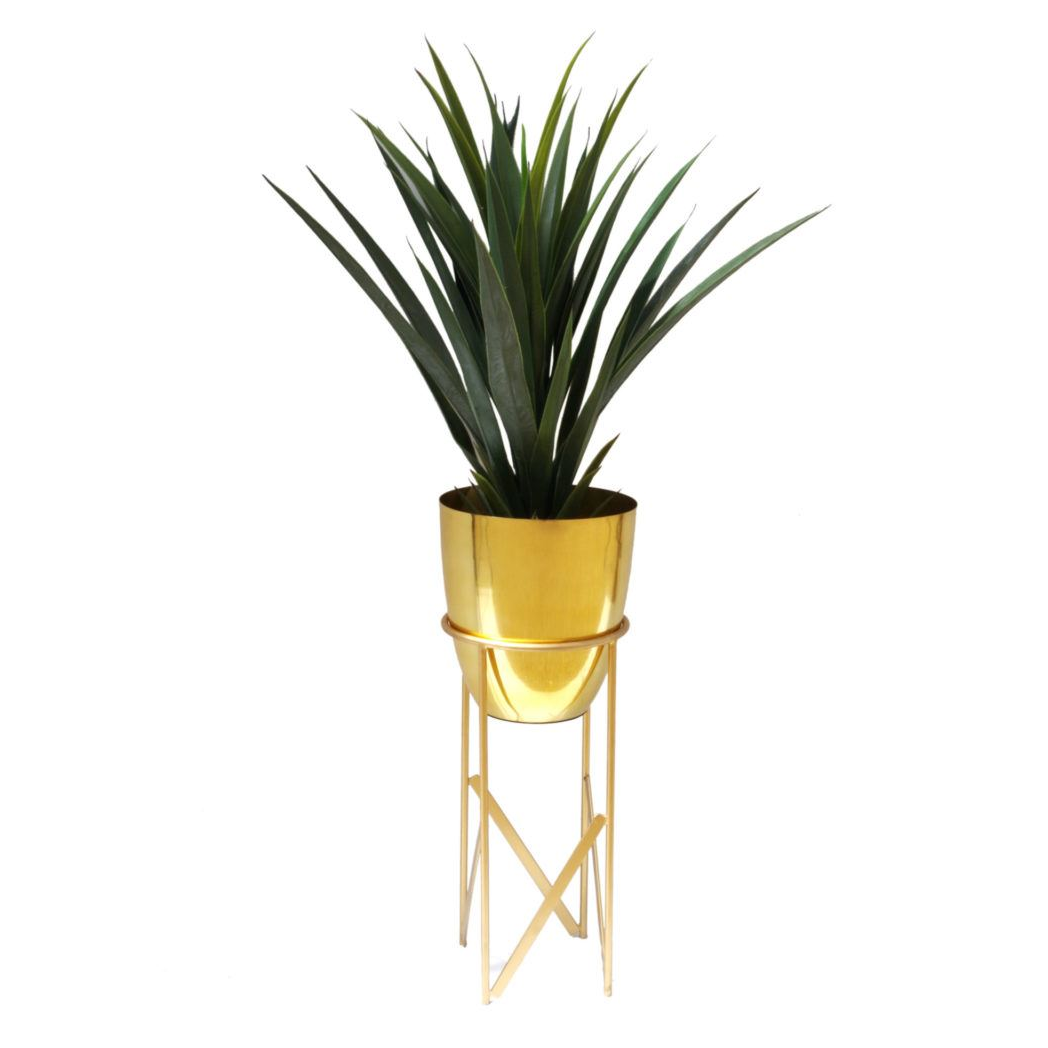 55cm x 19cm Medium Copper Metal Planter with Matching Stand – Indoor Plant Stand