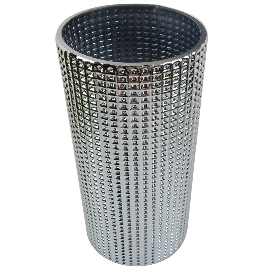 30cm Medium Silver Dot Glass Vase – Modern Embossed Decorative Vase