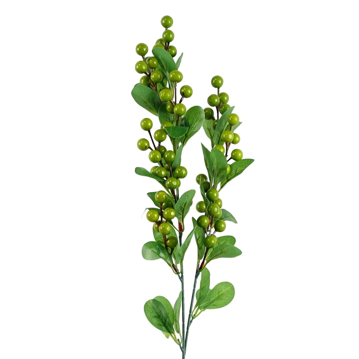 6 x 70cm Artificial Green Berry Sprays – Faux Berry Stem Set