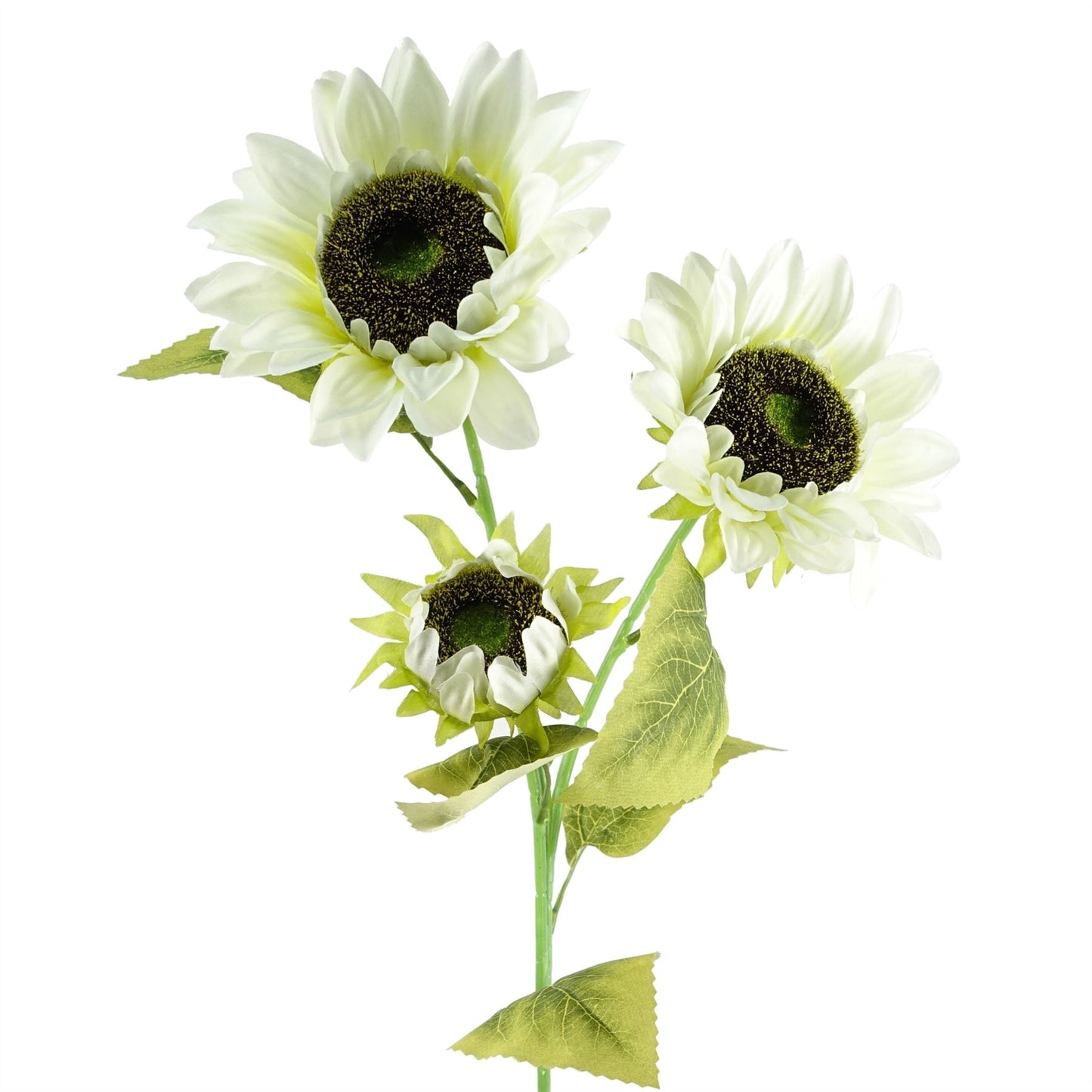 6 x 88cm Medium White Artificial Sunflower Stems – Realistic Faux Sunflowers with 18 Heads