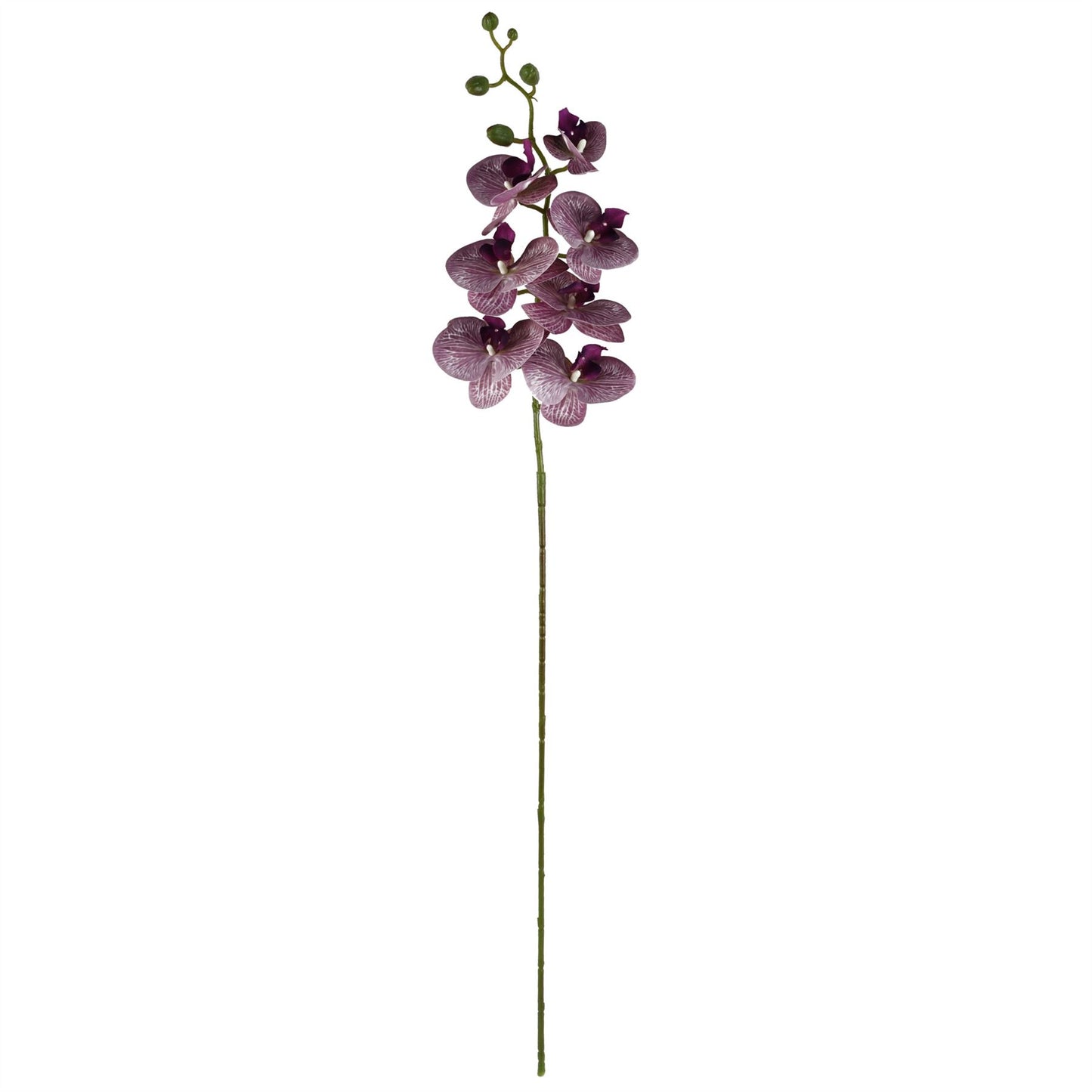 70cm Medium Artificial Purple Orchids & White Roses Arrangement in Smoke Grey Ridged Glass Vase