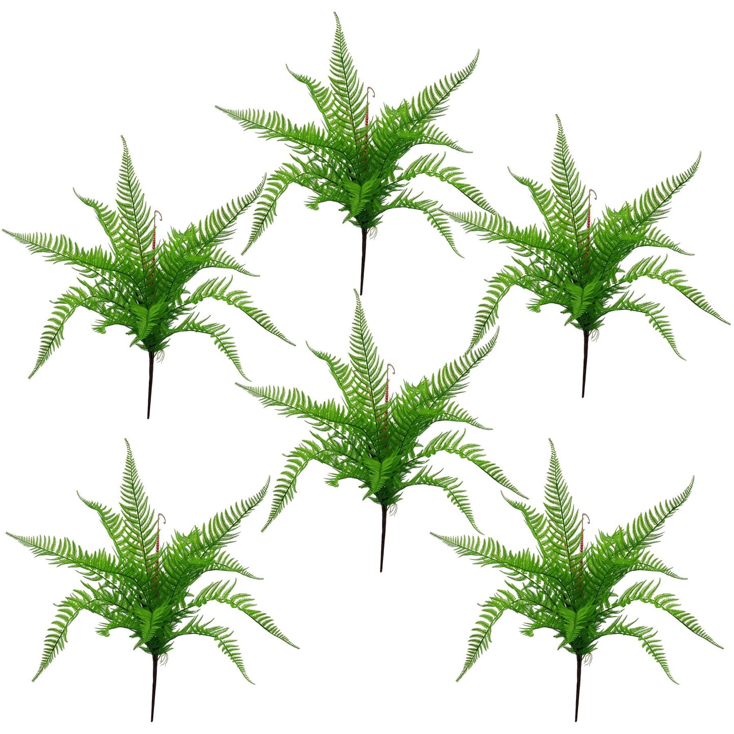 6 x 60cm Medium Artificial Bushy Dixie Wood Fern Plants – Dark Green Faux Fern Set