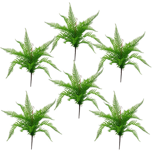 6 x 60cm Medium Artificial Bushy Dixie Wood Fern Plants – Dark Green Faux Fern Set