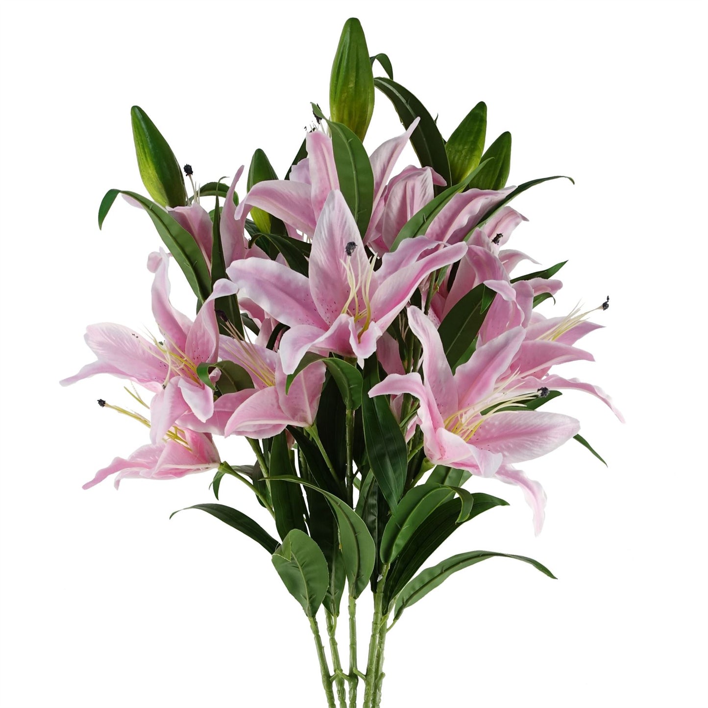 6 x 100cm Large Pink Artificial Lily Stems – Long Stem Faux Lily Flowers