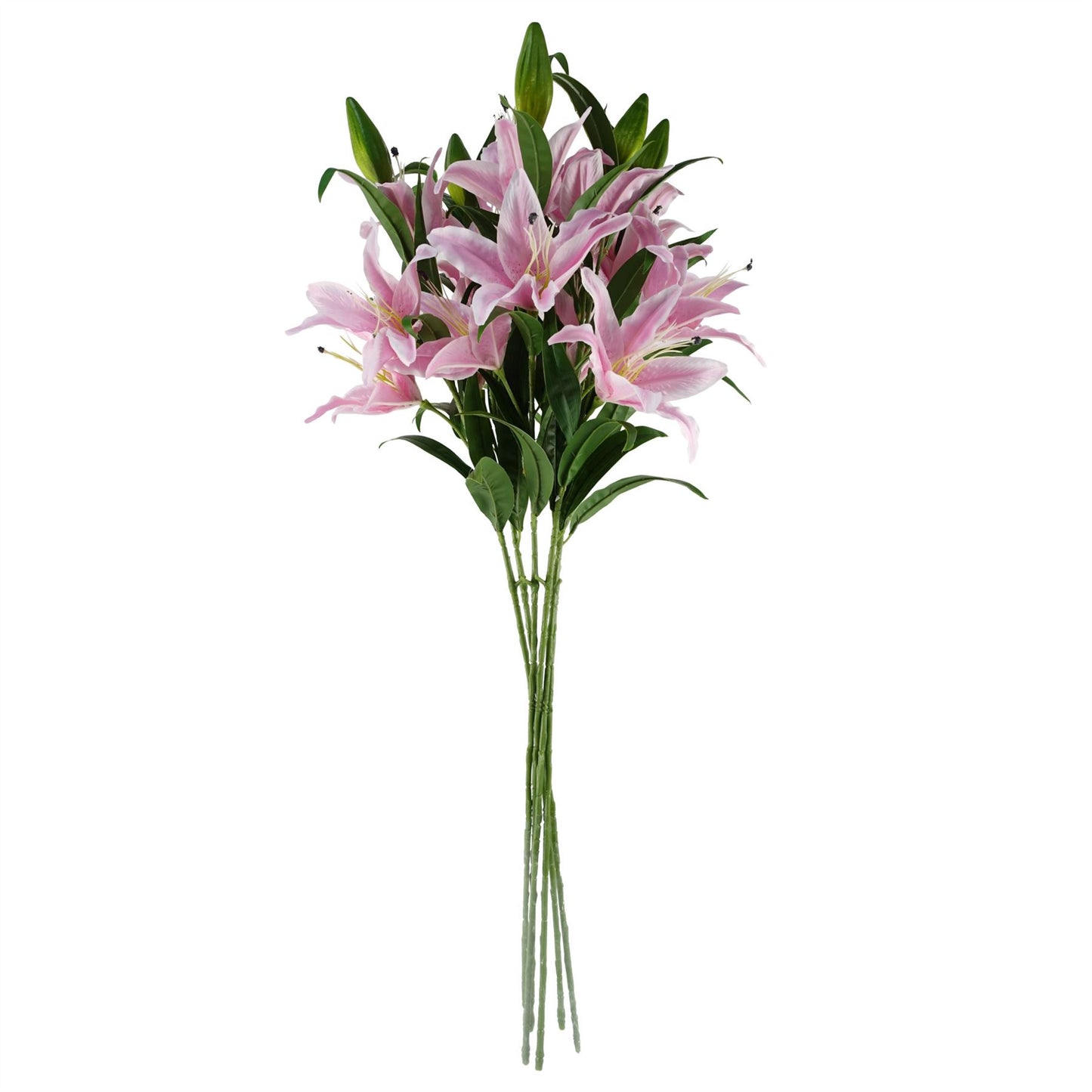 6 x 100cm Large Pink Artificial Lily Stems – Long Stem Faux Lily Flowers