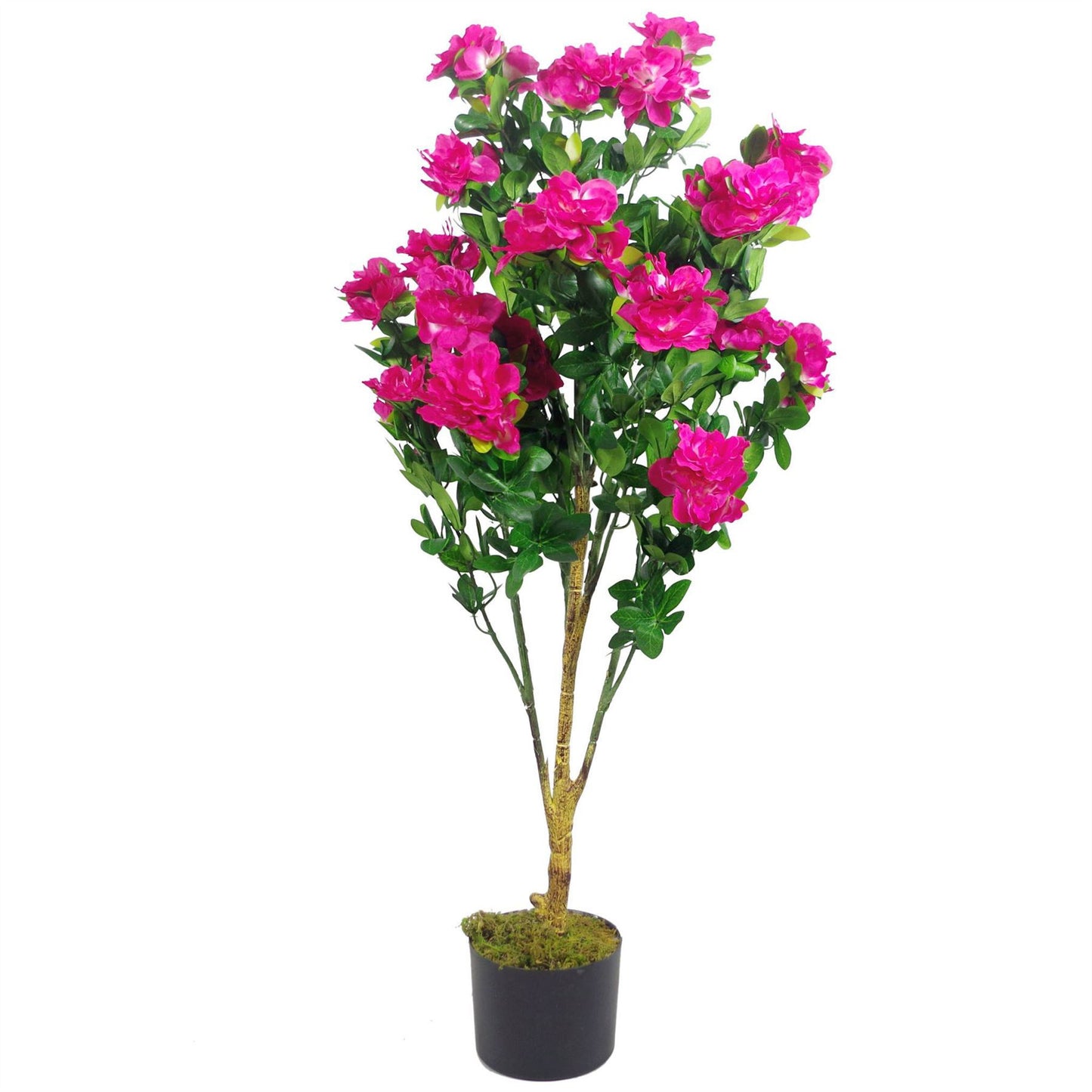 100cm Large Premium Artificial Pink Azalea Plant with Gold Planter – Realistic Silk Flowers