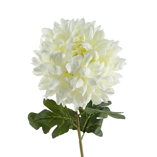 75cm Medium Artificial White Chrysanthemum Stem – Realistic Reflex Flower