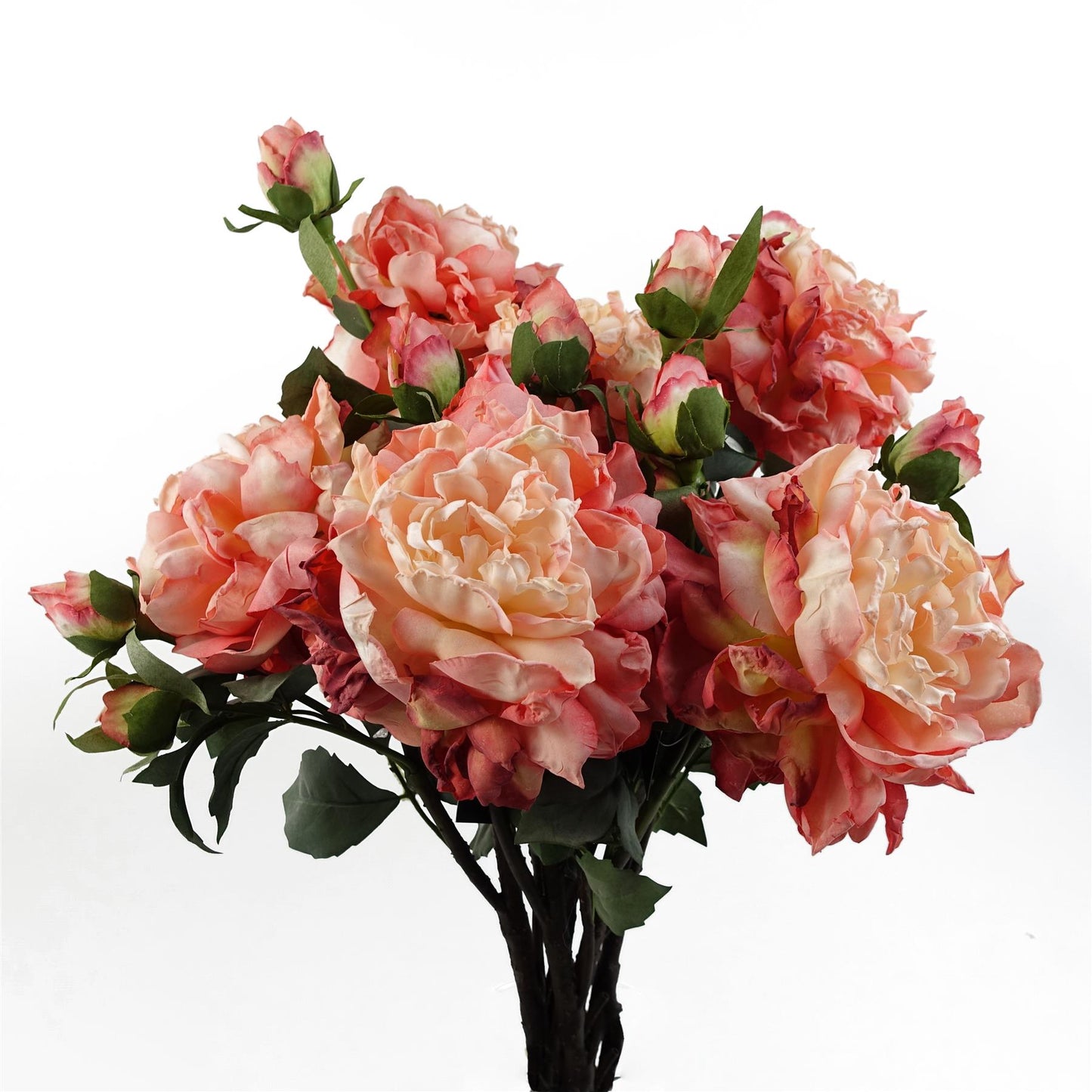 6 x 60cm Medium Premium Artificial Pink Peony Stems – Realistic Faux Peony Flower Set with 6 Blooms & 18 Buds