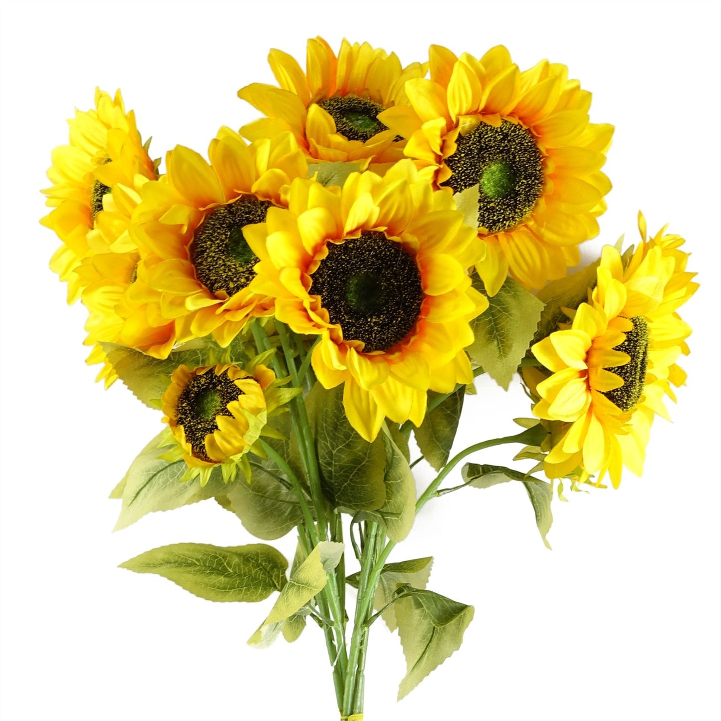 88cm Medium Yellow Artificial Sunflower Stems – Realistic Faux Sunflowers with 18 Heads