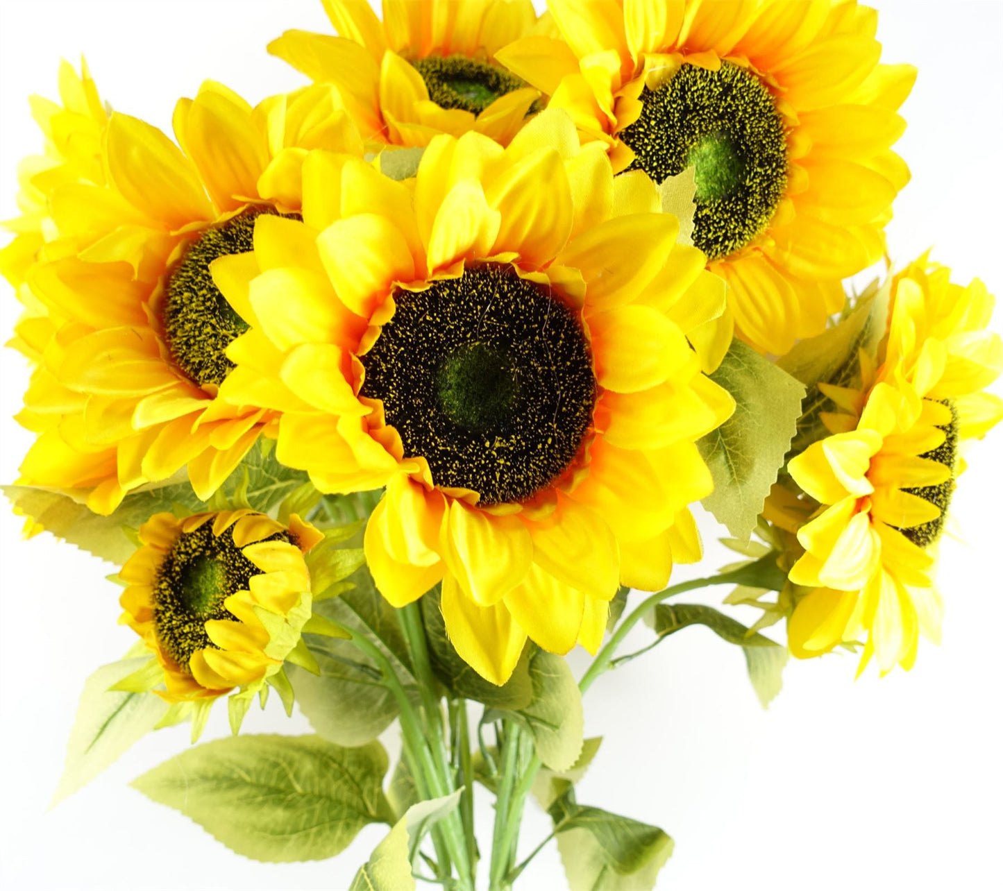 88cm Medium Yellow Artificial Sunflower Stems – Realistic Faux Sunflowers with 18 Heads