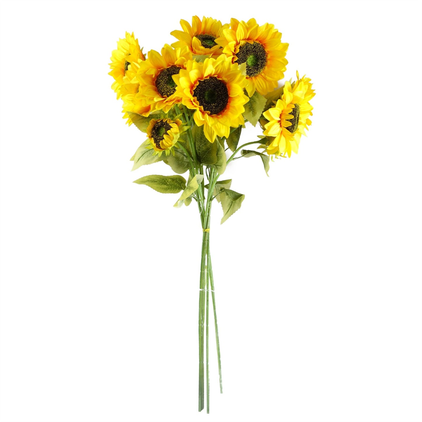 88cm Medium Yellow Artificial Sunflower Stems – Realistic Faux Sunflowers with 18 Heads