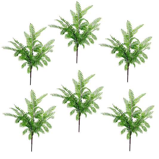 6 x 55cm Small Artificial Himalayan Maidenhair Fern Bushes – Light Green Faux Fern Set