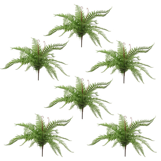 6 x 60cm Medium Artificial Bushy Dixie Wood Fern Plants – Light Green Faux Fern Set