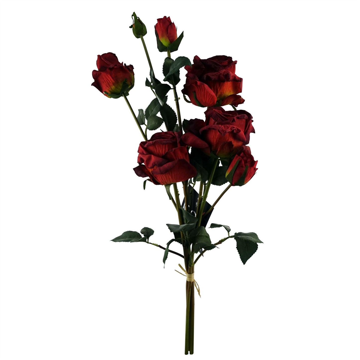 60cm Medium Premium Artificial Red Rose Spray – Realistic Faux Rose with 4 Flowers & 3 Buds