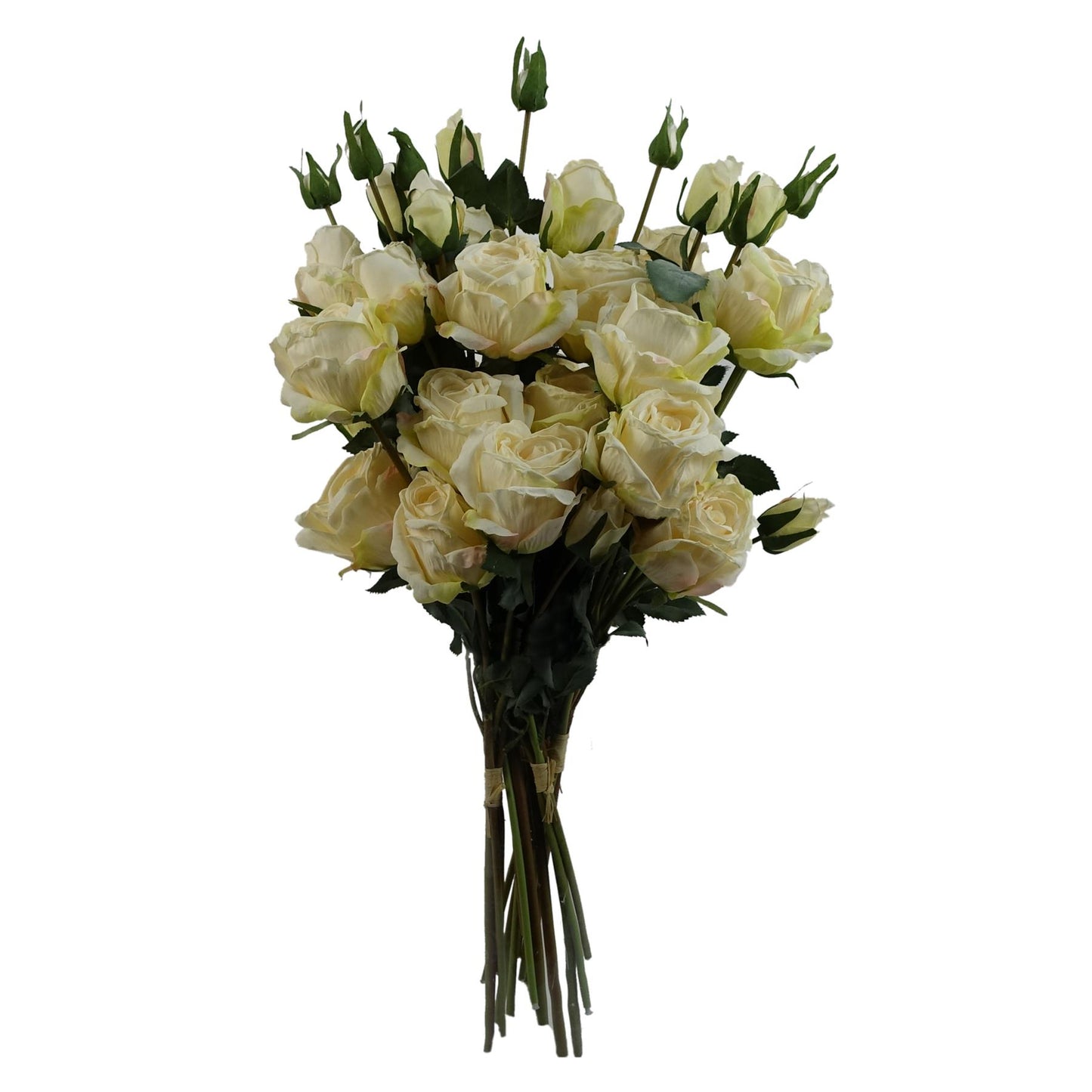 6 x 60cm Medium Premium Artificial Cream Rose Sprays – Realistic Faux Rose Set with 24 Flowers & 18 Buds