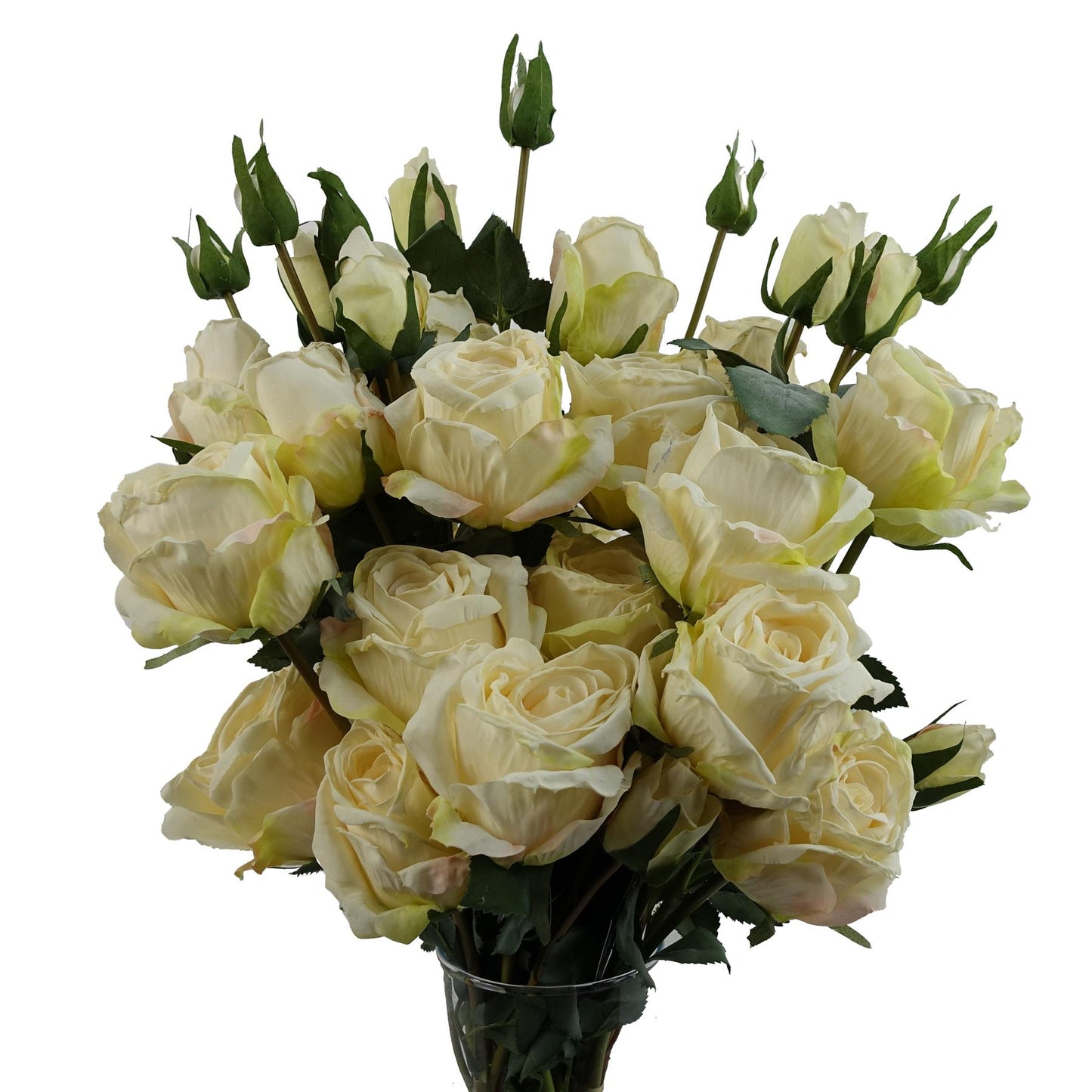6 x 60cm Medium Premium Artificial Cream Rose Sprays – Realistic Faux Rose Set with 24 Flowers & 18 Buds