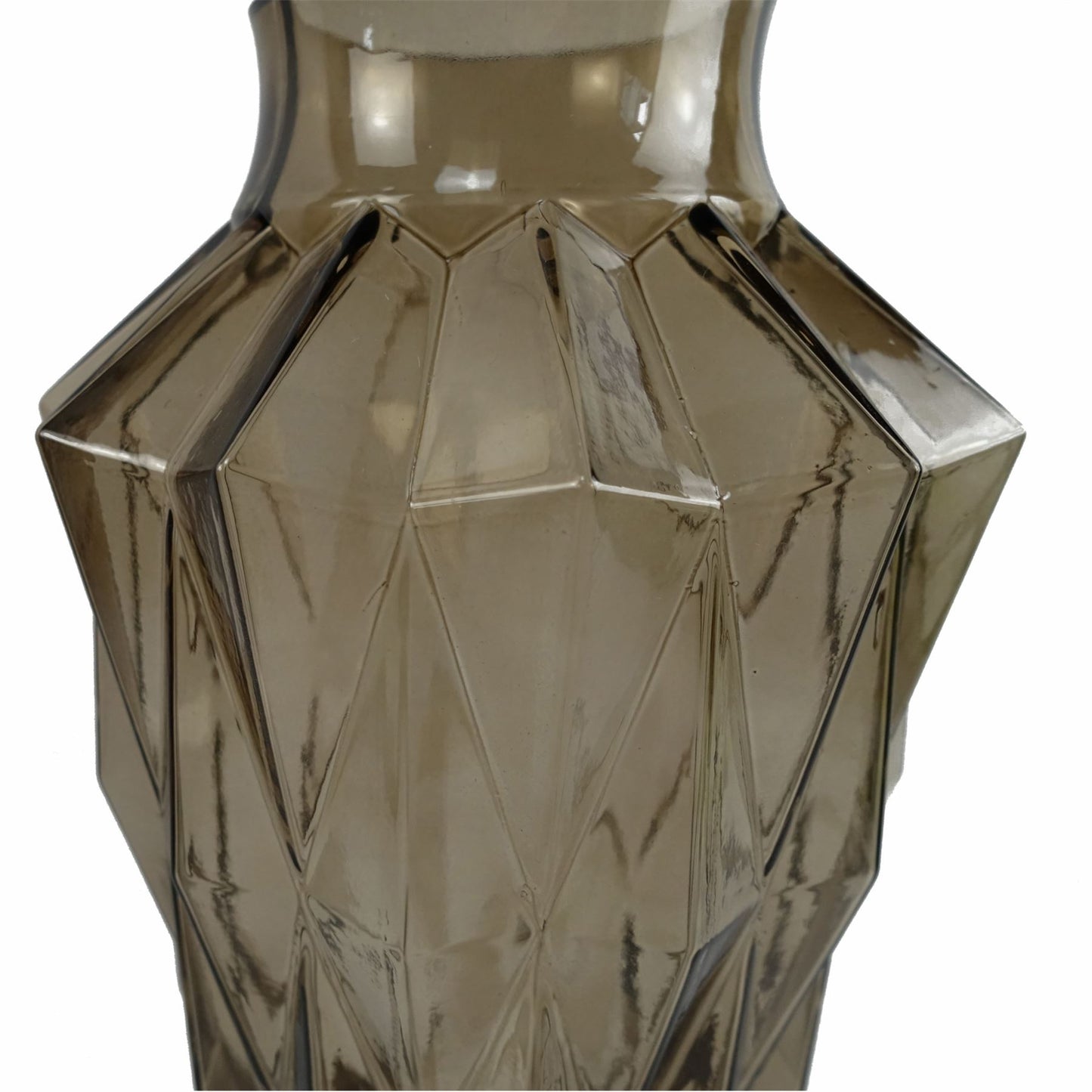 30cm Medium Brown Geometric Glass Vase – Modern Brown Vase for Flowers & Home Décor