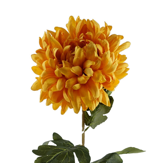 75cm Medium Artificial Gold Chrysanthemum Stem – Realistic Reflex Flower