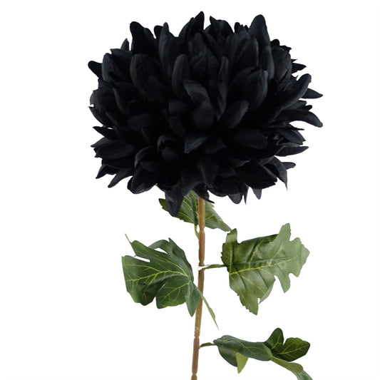 75cm Medium Artificial Black Chrysanthemum Stem – Realistic Reflex Flower