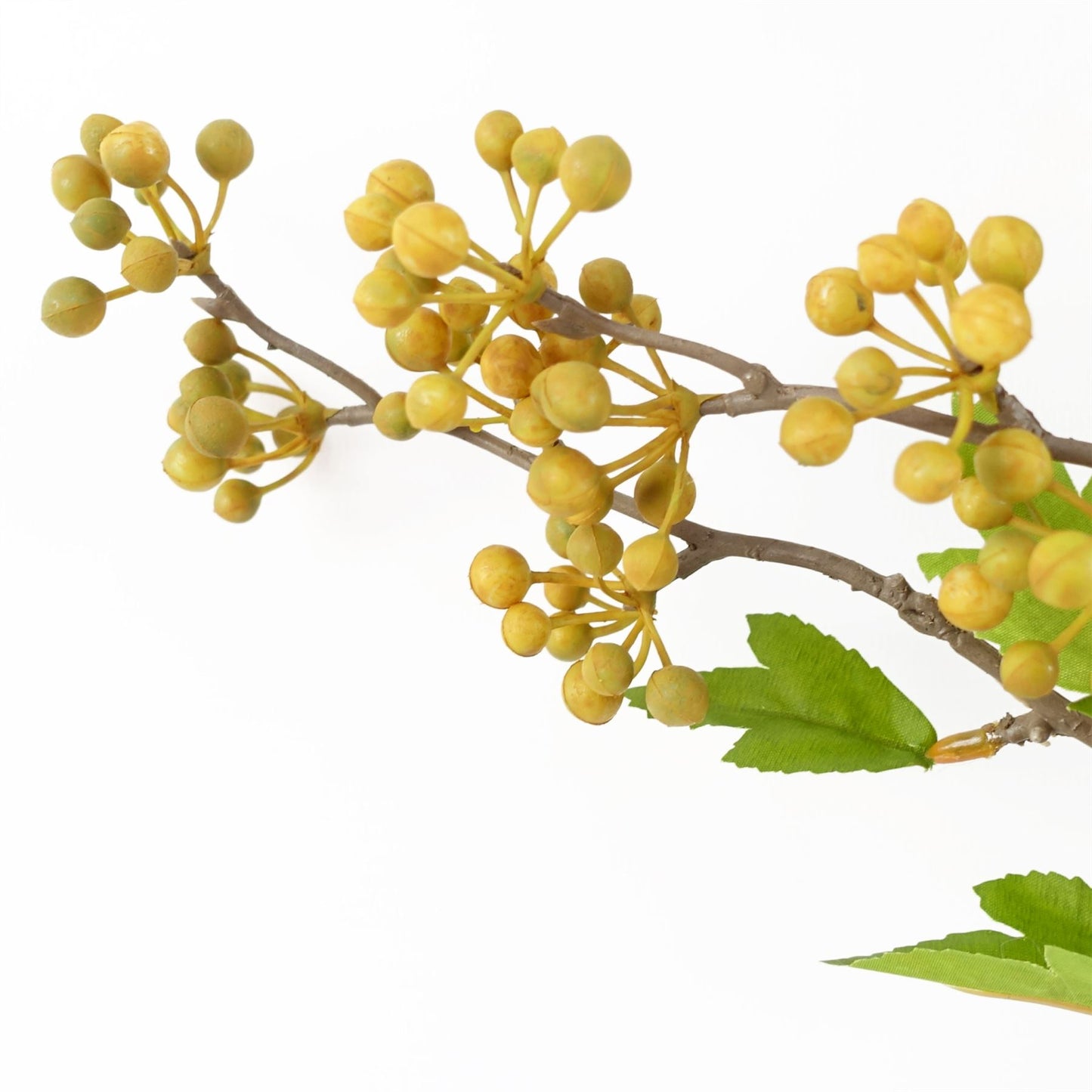 6 x 90cm Large Artificial Yellow Berry Stems – Faux Berry Stem Set