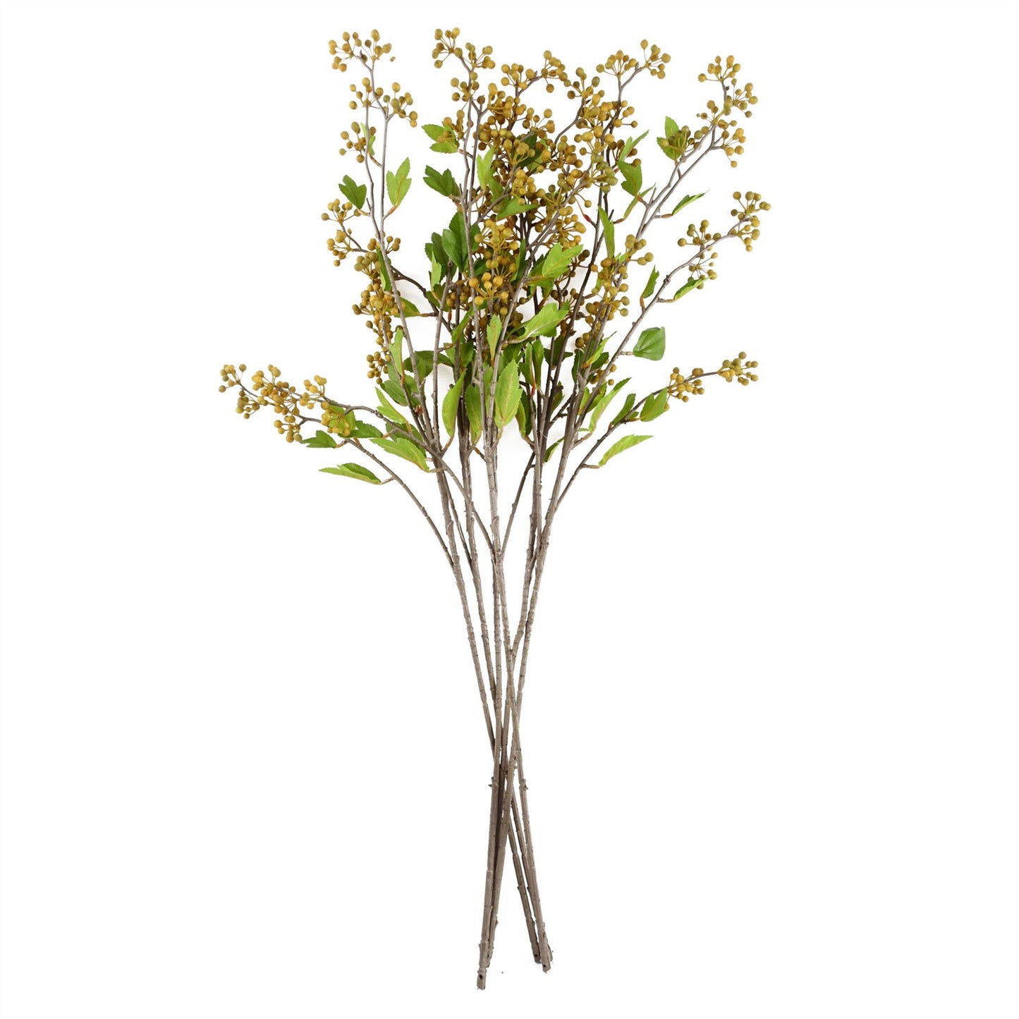 6 x 90cm Large Artificial Yellow Berry Stems – Faux Berry Stem Set