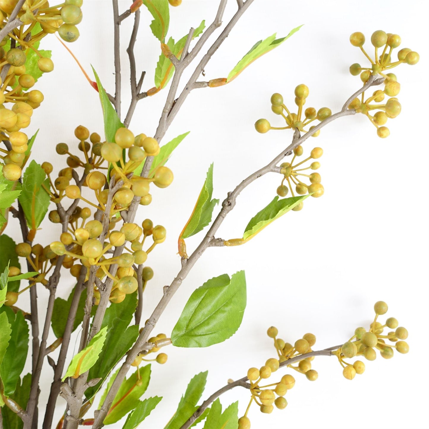 6 x 90cm Large Artificial Yellow Berry Stems – Faux Berry Stem Set